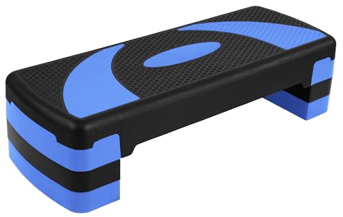 BalanceFrom Aerobic Step Platform Trainer with Adjustable 3-Level Risers, 400 Pound Weight Capacity – Non-Slip Exercise Stepper for Cardio, Strength, and Fitness Workouts, 31", Multiple Colors - color: Blue