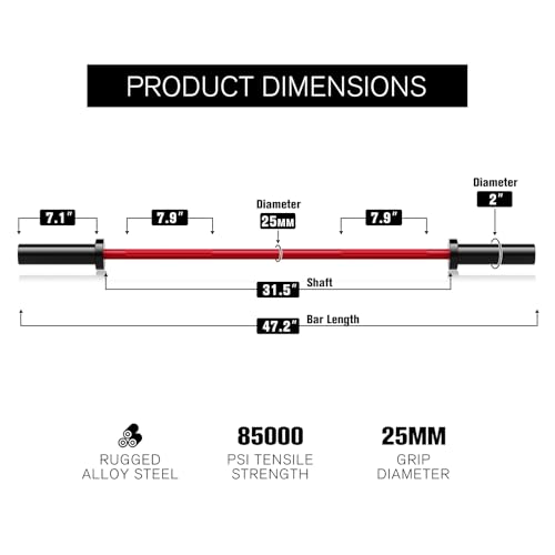 RitFit Barbell Weight Set - 4/6FT Olympic Barbell with Weight Plates (55-115LB Total) - Weightlifting Equipment for Squats, Curls, Deadlifts, Presses, Hip Thrusts - color: Black/Red, size: 4FT With 35LB Plates
