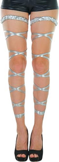 ToBeInStyle Women's Leg Wraps Ravewear Dancewear Elastic Straps Party Garter Music Festivals Costume Accessory Thigh High - color: Metallic Garter Wrap - Silver, size: One Size