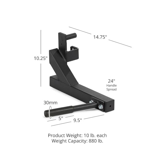 Titan Fitness T-2 Series Dip Bars, J-Hook Power Rack Mounted Attachment, 24" Handle Spread, 880 LB Capacity for Chest. Shoulder, & Arm Strength Training