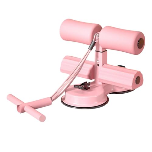 Sit Up Machine and Ab Machine with Puller Elastic, Abs Master Foot Holder with Double Suction, Ergonomic Design for Abdominal Muscles Training for Ab Workouts, Sit-Ups and Core Exercises. - color: Pink