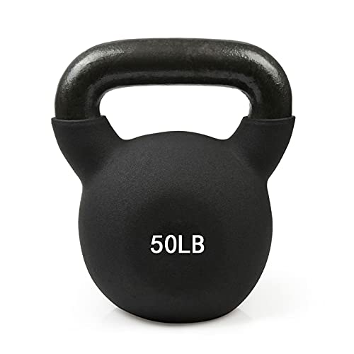 RitFit Neoprene Coated Kettlebell Weight Set, Solid Cast Iron - color: 50LB(Black）