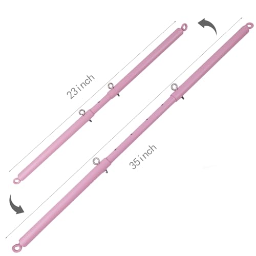 Spreader Bar Heavy Duty Stainless Steel Expandable Silver Bar Home Gym with 4pcs Furry Purple Adjustable Straps,Sports Aid Training Fitness Gear Pilates Aid Kit - style: Pink+Pink Kit