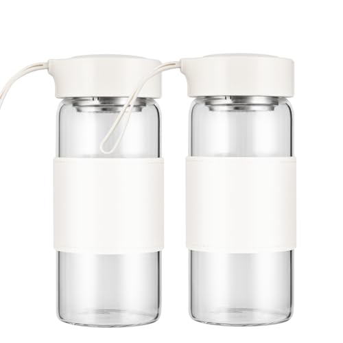 Small Glass Shaker Bottle, 2 Pack 16oz BPA Free Odorless Shaker Bottle with 304SS Mixing Ball and Removable Cleaning Brush for Fitness & Protein Shakes(White-2Pack) - style: White-2Pack