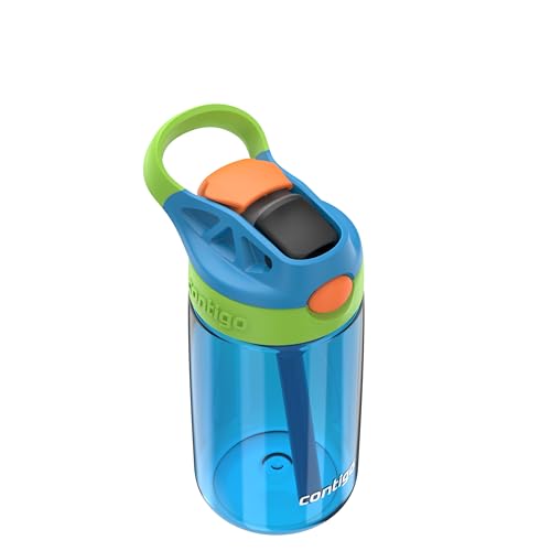 Contigo Autospout Kids Water Bottle 14oz Single Pack Blue Poppy/Cool Lime - color: Blue Poppy/Cool Lime, size: 14 oz (Pack of 1)