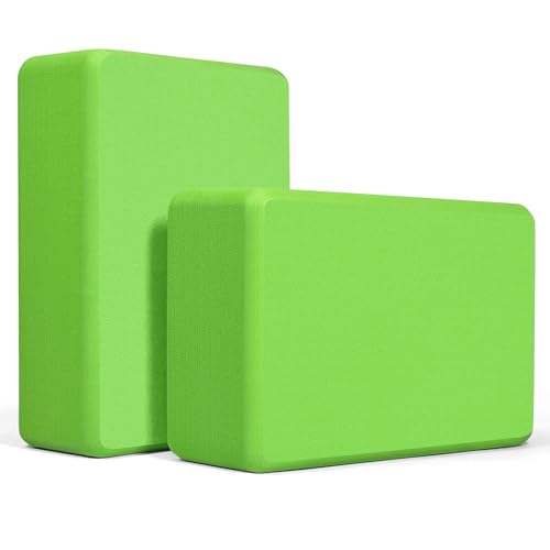 Yoga Blocks 2 Pack, Premium Yoga Brick Foam Blocks to Improve Strength, Flexibility & Balance, Light Weight - Safe and Stable Support for Yoga, Pilates, Meditation & Stretching - color: 2PACK-Green