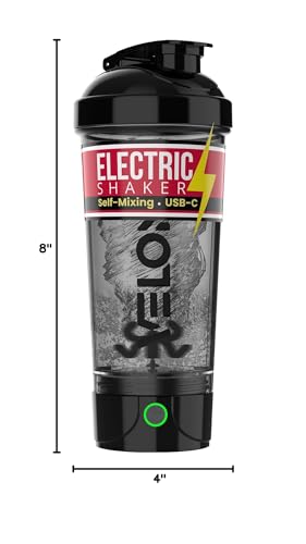VELOMIX Electric Protein Shaker Bottle - 24 oz | USB-C Rechargeable | Leak Proof Shaker Cups for Protein Shakes | Portable Blender for Shakes and Smoothies (Electric - Black) - color: Electric - Black