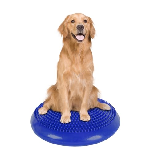 Dog Balance Disc 14", Dog Balance Equipment with Cushion and Pump, Pet Training Platform for Pet Rehabilitation Training, Strength Train Stability, Suitable for Small and Medium-Sized Pets - color: Blue