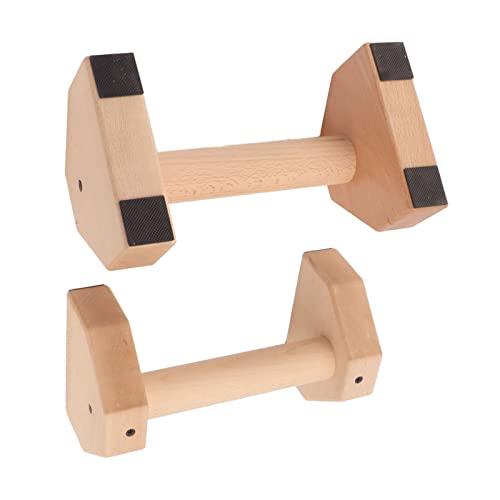 2pcs Wooden Push Up Handles, Anti Slip Pushup Bar with Silicone Pads, Joint Friendly Parallettes for Calisthenics Handstand and Floor Workouts for Men Women - size: 30cm / 11.8in