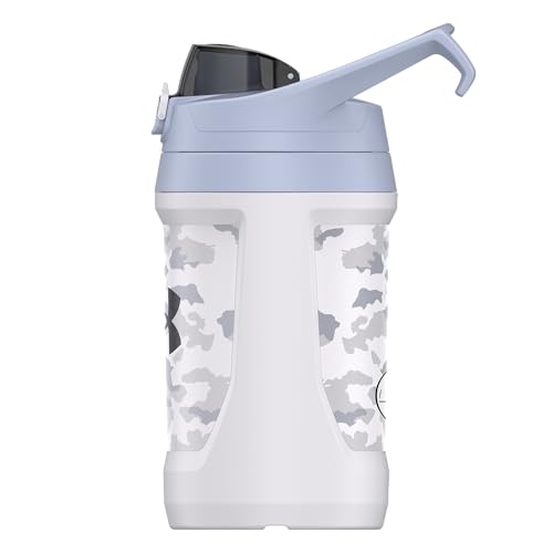 Under Armour 32 oz Insulated Water Bottles - Sports Water Jug with Fence Hook, Leak Resistant for Baseball, Football & More, 32 oz Insulated, White Woodland - color: White Woodland, size: 32 Ounces