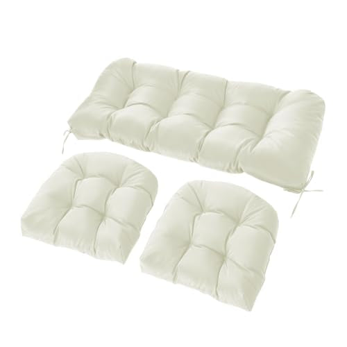 Wicker Chair Cushions Set, 2 U-Shaped Cushions & 1 Loveseat, Waterproof Outdoor Loveseat Cushion for Patio Furniture, Settee Bench Pad All Weather,Beige - color: Beige