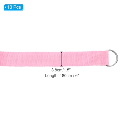 PATIKIL Yoga Strap for Stretching, Cotton Yoga Belt with Adjustable Metal D-Ring Buckle Stretch Band for Fitness Pilates - color: Pink