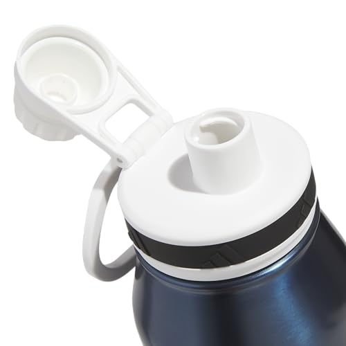 adidas Stainless Steel Metal Water Bottle 34 oz (1L) Screw Cap - color: Mineral Blue/White/Black