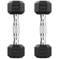 HANDBODE Hex Dumbbell Set of 2, Rubber Encased Fixed Dumbbells, 2.5-65 lb | Non-Slip Comfortable Handles, Hand Weights for Strength Training, Ideal for Home Gym Workouts - size: 6 lb, Pair, style: Chrome Handle
