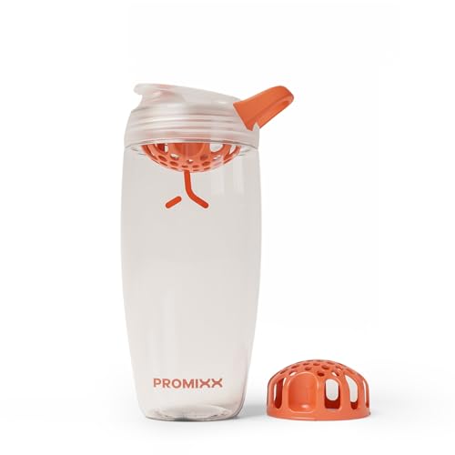 Promixx Pursuit Protein Shaker Bottle – 26oz Silent Snap-Fit Mixer for Lump-Free Shakes – Leak-Proof BPA-Free Ecozen Gym Shaker with Measurement Marks for Fitness and Travel – Clear - color: Clear, style: 26oz