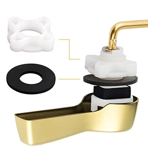Hibbent Universal Metal Side Mount Toilet Handle Replacement Kit, Brass Toilet Flush Tank Lever with Stainless Steel Flapper Chains for Most Toilets, Shiny Gold - color: Polished Brass, style: Side Mount