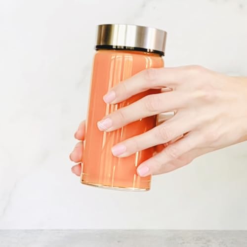 Juice Bottles - 4 Pack Wide Mouth Glass Bottles with Lids - for Juicing, Smoothies, Beverage Storage - 10oz Glass Water Bottles, BPA Free, Stainless Steel Lids, Leakproof, Reusable, Borosilicate - size: 10 oz