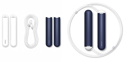 Tangram Smart Rope Rookie – Smart Jump Rope with Counter & App, Bluetooth Fitness Tracker, Adjustable Jump Rope for Weight Loss, Cardio, HIIT & Home Workouts - color: White/Navy