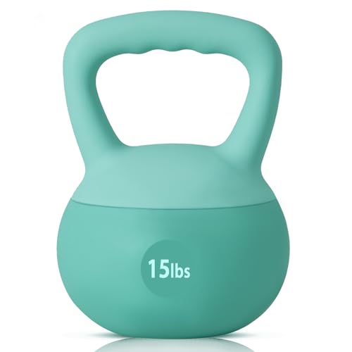 sogesfurniture Soft Kettlebells,Safe Strength Training Kettlebells,Iron Sand Filled Weights Strength Training Kettlebells,Fitness Soft Kettlebells for Women Men Children - color: 15LBS-Mint Green