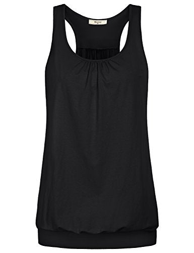 Miusey Womens Sleeveless Round Neck Loose Fit Racerback Yoga Tank Top - color: 1# Black, size: Small