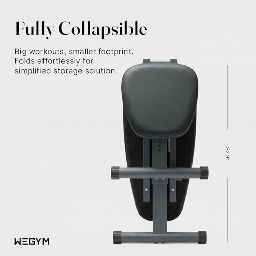 WeGym Fitness Bench, Adjustable, Collapsible, Comfortable, and Luxurious Home Gym Bench for Strength Training - color: Grey