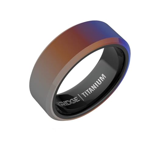The Ridge Tungsten Rings For Men - Mens Wedding Band - Strong, Durable, and Scratch-Resistant Beveled Ring With Silicone Band - color: Burnt Titanium