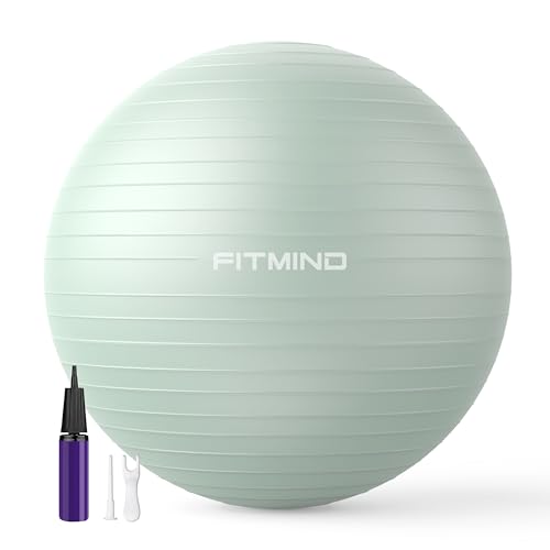 FITMIND_ Extra Thick Exercise Ball Yoga Ball 22in/26in/30in for Workout Pregnancy Stability,Anti-Burst and Slip Resistant Swiss Ball with Pump for Yoga, Pilates, Fitness,Birthing,Physical Therapy - color: green, size: 26-30in/65-75cm