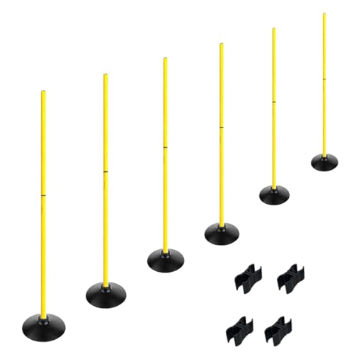 TNZMART Training Agility Poles Set Adjustable Soccer Training Poles Detachable Slalom Poles with Rubber Base - style: Pack of 6