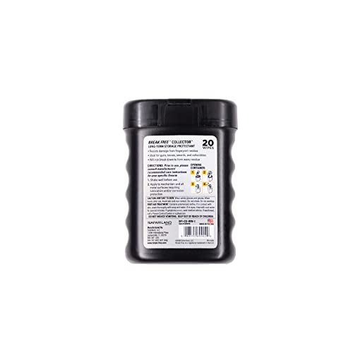 Break Free Collector Gun Cleaner Wipes, Long Term Protectant, Cloth Wipes, 20 Wipes