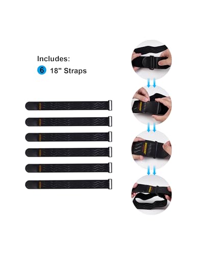 Elastic Cinch Strap, 6 Pack, 18"x2" | Anti-Slip Strips, Super-Stretch Storage Straps, Extension Cord Management, Cable Storage,Hoses,Fixed Bike - size: 2"x18"- 6Pack