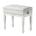 Adjustable Height Piano Bench Stool PU Leather Cushion Wooden Keyboard Seat with Music Storage (White) - color: White