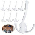 Homanu 8 Pack Coat Hooks Heavy Duty, Metal Three Prongs Large Coat Hooks Wall Mounted with 16 Screws, No Rust White Rustic Wall Hooks for Hanging Towel, Coat, Scarf, Bag, Hat, Cup, Key - color: 8 Pcs White