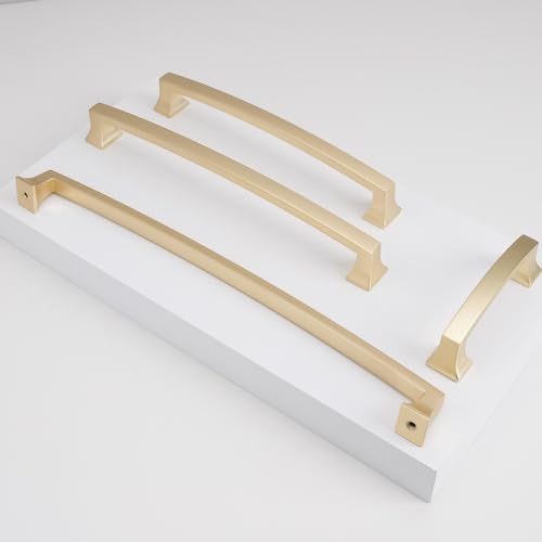 COTYKILEY 10 Pack 7.5 Inch(192mm) Brushed Brass Cabinet Handles Gold Kitchen Cabinet Pulls Cabinet Door Handles Kitchen Cabinet Hardware Cupboard Drawer Pulls Dresser Handles - color: Brushed Brass, size: 7.5" Hole Center（192MM）
