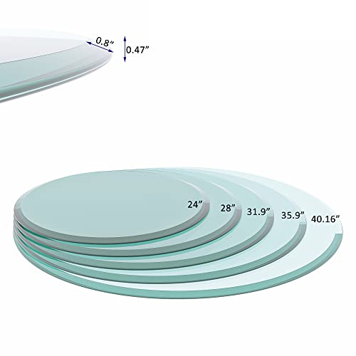 28" Round Glass Table Top - 1/2" Thick Beveled Edge Tempered Glass, Replacement Glass Top for Kitchen/Patio Table - size: 28 INCH, style: 1/2"thick - Beveled