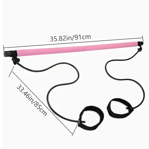 Stretched Fusion Pilates Bar Multifunctional Easy Installation Workout Bar | Elastic Portable for Home Gym, Travel, Pilates Workouts, Full Body Toning, Core Stability, Stretching, Resistance Band - color: Multicolor