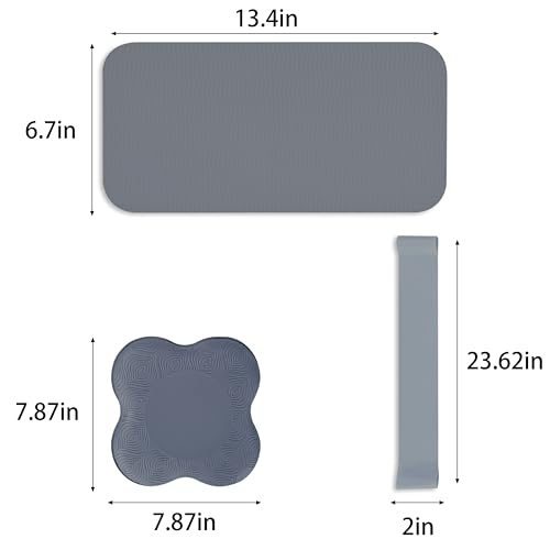 Yoga Knee Support Pad for Women Pilates Kneeling Cushion | Elbows Wrist Hands Head Foam Extra Thick Men Exercise Knees Pads Set of 6 Pieces - color: Gray