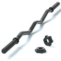 47" EZ Curl Bar Weight Lifting Bar, 1-inch Curling Bars for Weight lifting | Barbell bar for Hip Thrusts/Squats/Lunges for Gym and Home, With 2 Star Double Risk Star-nuts (220lb Weight Capacity) - color: Black