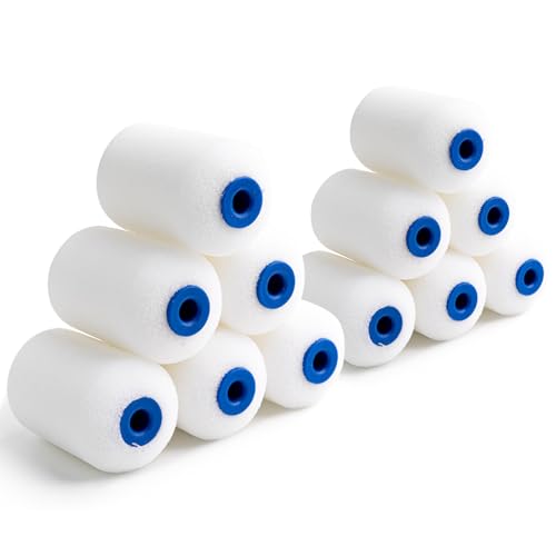 Mister Rui 2 Inch Foam Paint Roller Covers, 12 Pack, Small Paint Roller Refills 2 Inch, Mini Piant Rollers for Trim or Corner, High Density Sponge Roller - size: 2 Inch, 12 Pack