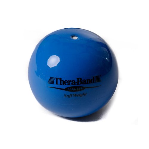 THERABAND Soft Weight 5.5 Lb, 4.5" Ball-Shaped Isotonic Exercise Balls for Physical Therapy, Weighted Ball Set for Pilates, Shoulder Strength & Rehab, Color-Coded, Portable & Easy to Grip - color: Blue