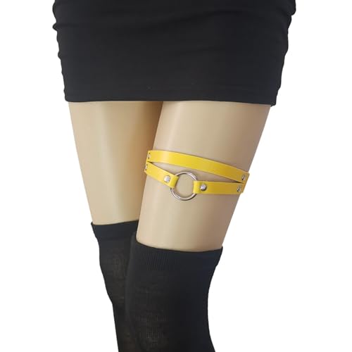 Adjustable O-ring Leg Garter, Elastic Thigh Garters Belt for Women, 1 Pair - color: Yellow
