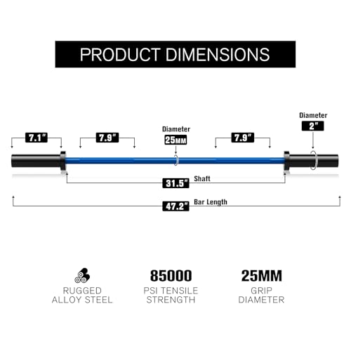 RitFit Barbell Weight Set - 4/6FT Olympic Barbell with Weight Plates (55-115LB Total) - Weightlifting Equipment for Squats, Curls, Deadlifts, Presses, Hip Thrusts - color: Black/Blue, size: 4FT With 85LB Plates