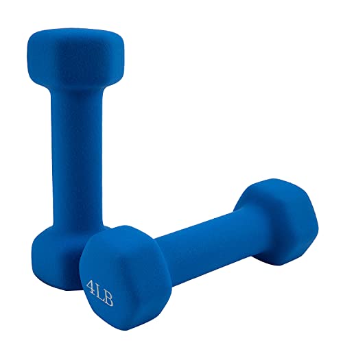 Saorzon Dumbbells Set of 2 Exercise Fitness Dumbbell for Home Gym Free Weights Hand Hex Dumb Bells - color: Royal Blue, style: 4 Pounds,Pair