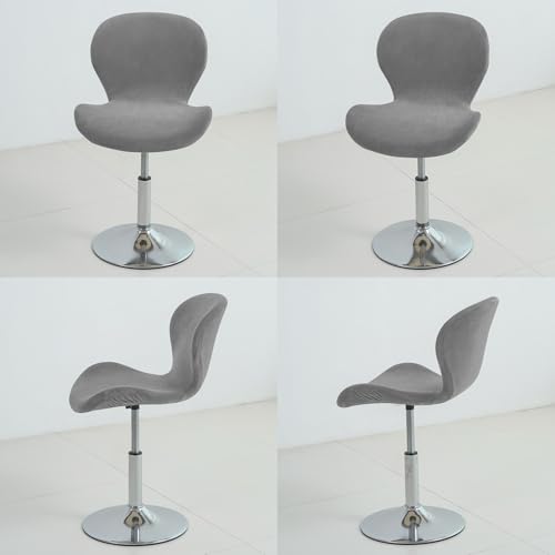 Gollense Bar Stool Covers with Backs, Set of 4 Stretch Jacquard Barstool Seat Covers, Washable Swivel Pub Counter Height Chair Slipcover Protector for Home Kitchen Cafe (Velvet-Grey) - color: Velvet-grey