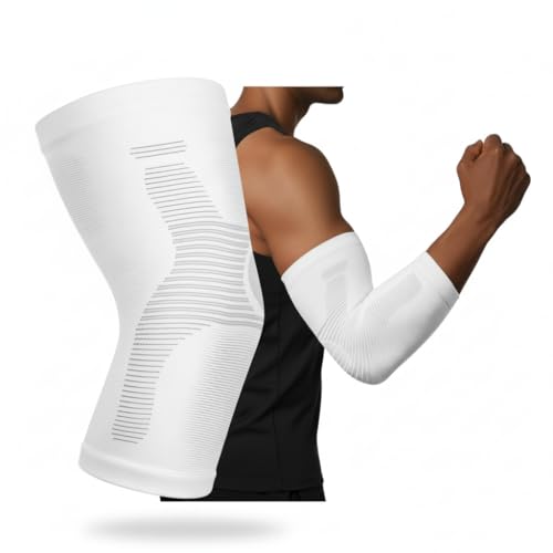 Elbow Compression Sleeve for Men - Kinesiology Compression Elbow Sleeve for Weightlifting - Elbow Sleeve for Tendonitis and Tennis Elbow Relief - Ideal for Gym, Sports (White, Small) - color: White, size: Small