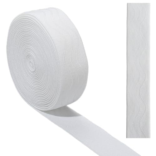 GORGECRAFT 5Yds*30mm Non-Slip Elastic Ribbon Wave Silicone Elastic Gripper Band Stretch Rubbers Stretch Belt Webbing Roll Spool for DIY Garment Sewing Crafts Sports Shorts Accessories, White - color: White