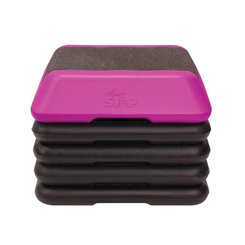 The Step Adjustable High Step Aerobic Platform with 4 Risers, Home Gym Workout Equipment, Fitness Exercise Equipment Made in the USA - color: Pink