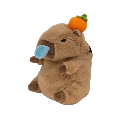 Rock Climbing Chalk Bag – Cute Plush Chalk Bag for Bouldering, Gym, Indoor & Outdoor Climbing – Drawstring Closure, Adjustable Waist Belt – Fun Character Design for Climbers - color: Capybara orange