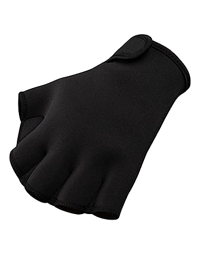 FitsT4 Sports Aqua Gloves Webbed Paddle Swim Gloves Fitness Water Aerobics - color: Black, size: Large
