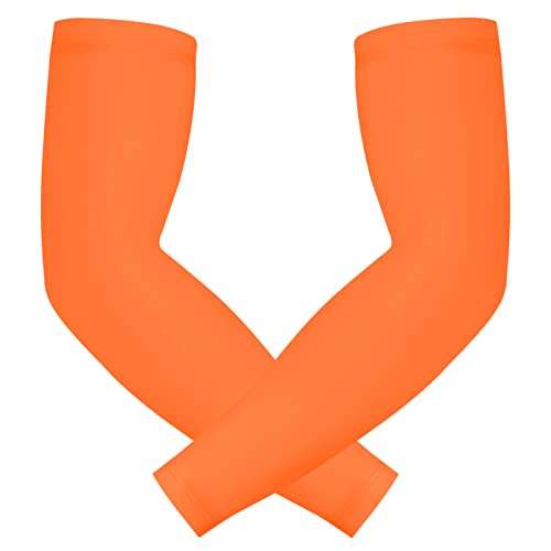 HDE Arm Compression Sleeves for Kids Basketball Shooting Sleeve Youth Sports Cooling Sun Protection Football Baseball 1 Pair - color: Orange, size: Youth Medium
