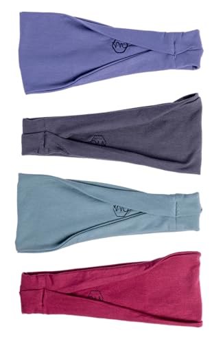 Maven Thread 4" Wide Workout Headbands for Women (4 Pack) – Non-Slip Sweatbands for Gym, Running & Yoga - color: Muted